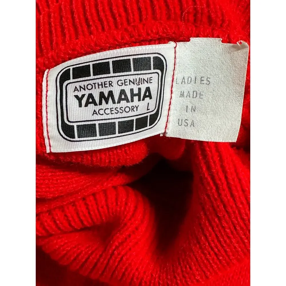 Vintage Yamaha‎ Sweater Womens Large Red Knit 100% Acrylic Turtleneck Nostalgia